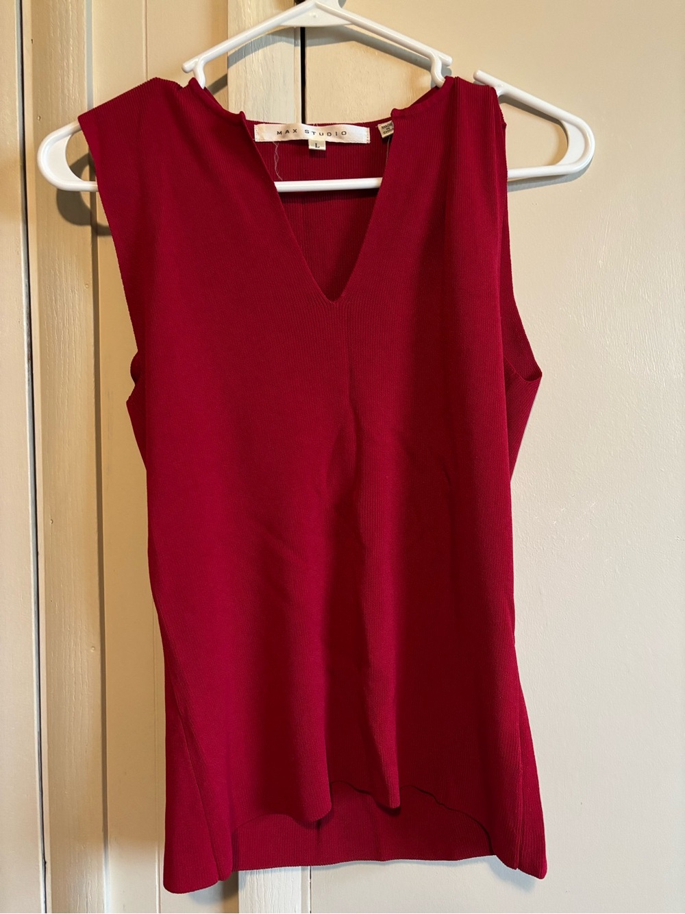 Max Studio Sleeveless V-Neck Tank Top - Wine